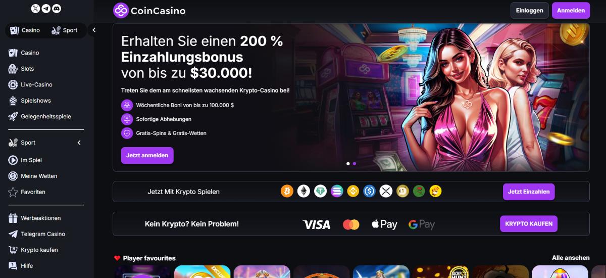 CoinCasino – Enormer Bonus und starke Aktionen für Vielspieler.