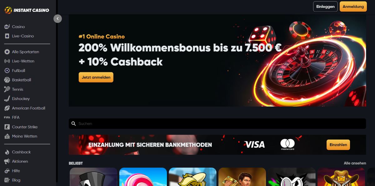 Instant Casino – Modernes Krypto-Casino mit riesigem Bonusangebot.