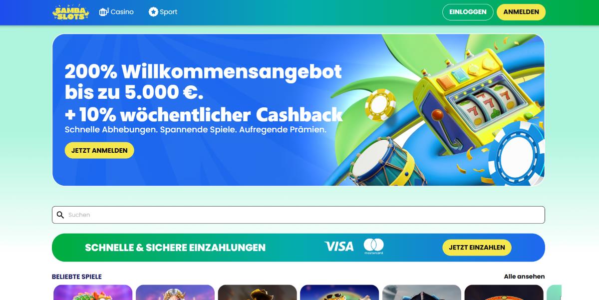 Samba Slots – Beste Auswahl an Spielautomaten mit täglichem Cashback.